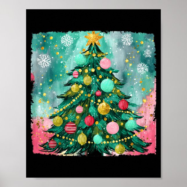 Póster Christmas Tree Ornaments Holiday Xmas Lights Men W (Frente)