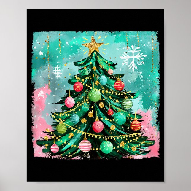 Póster Christmas Tree Ornaments Holiday Xmas Lights Men W (Frente)