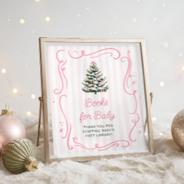 Póster Christmas Tree Pink Baby Shower Books for Baby