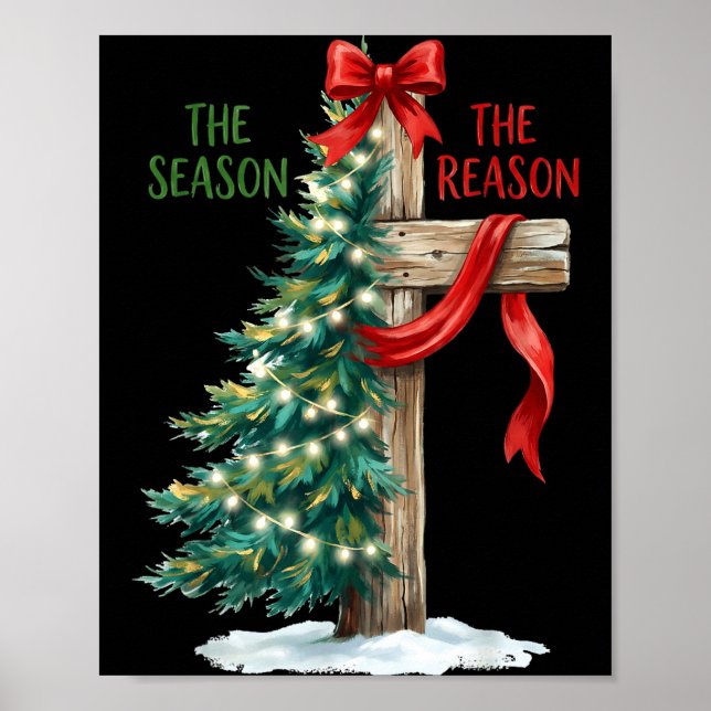 Póster Christmas Tree The Season Jesus Cross The Reason X (Frente)