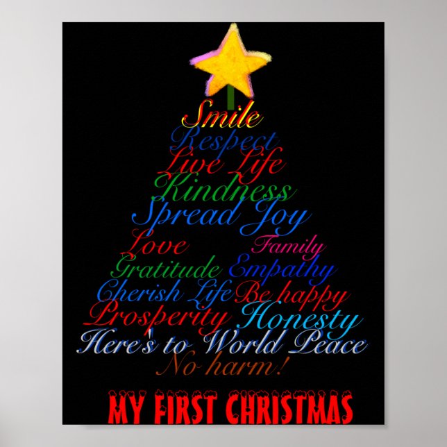 Póster Christmas Tree Tygraphy Babys First Christmas Baby (Frente)