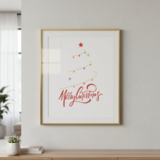 Póster Christmas Tree Typography Script Minimalist