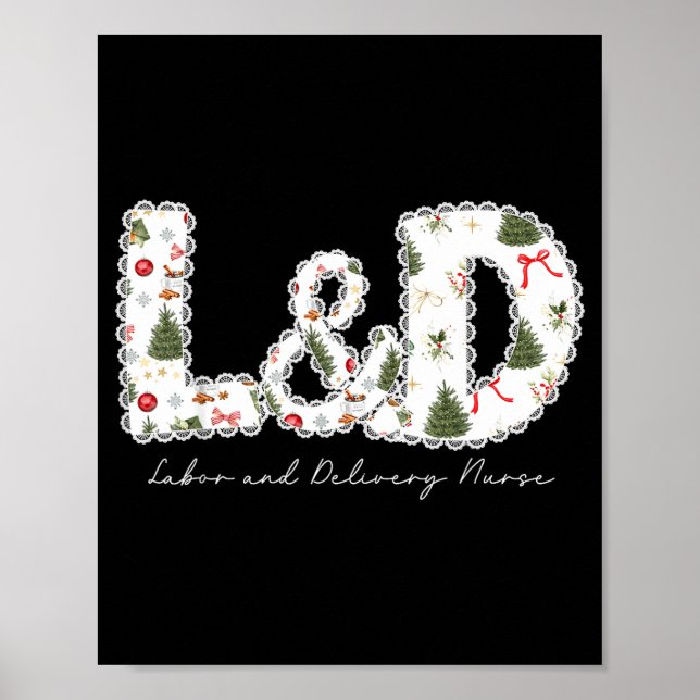 Póster Christmas Trees Labor And Delivery Nurse Xmas Gift (Frente)