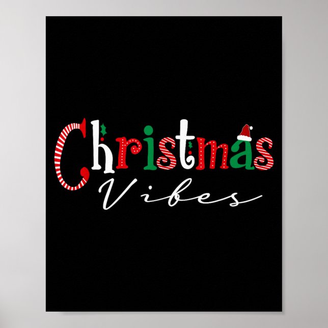 Póster Christmas Vibes Santa Hat, Holly, Holiday Vibes Ch (Frente)