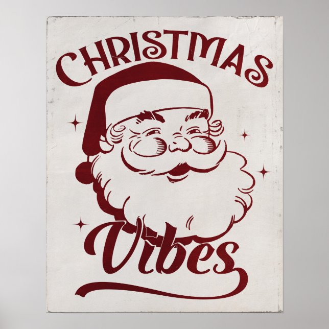 Póster Christmas Vibes Vintage Design (Frente)