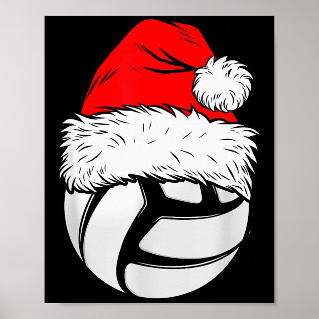 Póster Christmas Volleyball Ball Santa Hat Xmas Matching  (Frente)