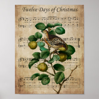 Póster Christmas Wall Art-Partridge in a Pear Tree