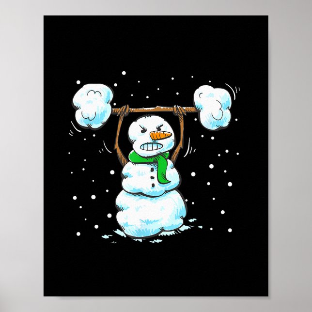 Póster Christmas Weightlifting Snowman Shirt Funny Snowma (Frente)