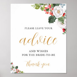 Póster Christmas Winter Bridal Shower Advice Card