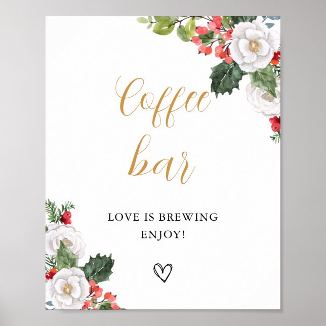 Póster Christmas Winter Coffee Bar Table Sign (Frente)