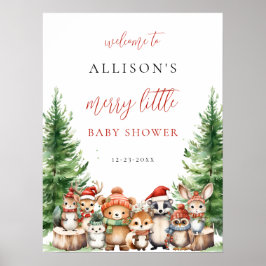 Póster Christmas Winter Merry little baby shower woodland