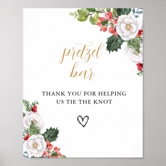 Póster Christmas Winter Pretzel Bar Bridal Shower Sign (Frente)