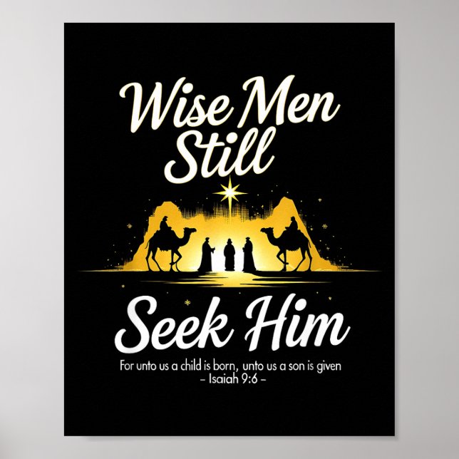 Póster Christmas Wise Men Still Seek Him 3 Kings Religiou (Frente)