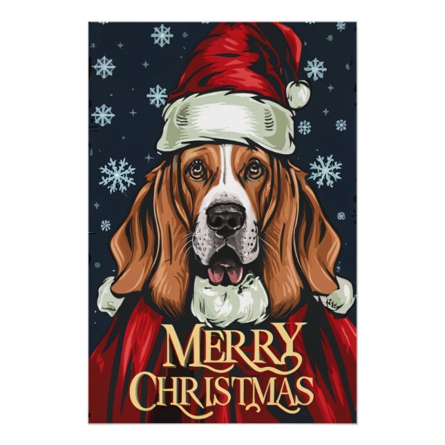Póster Christmas with Basset Hound (Anverso)