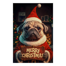 Póster Christmas with Pug