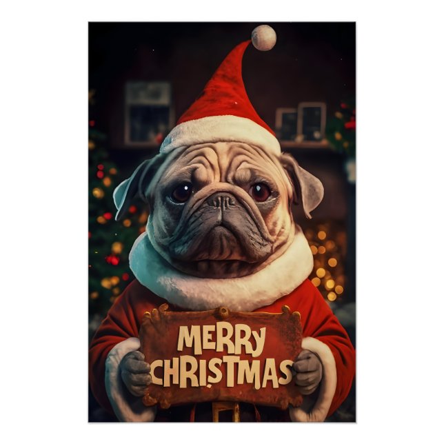Póster Christmas with Pug (Anverso)
