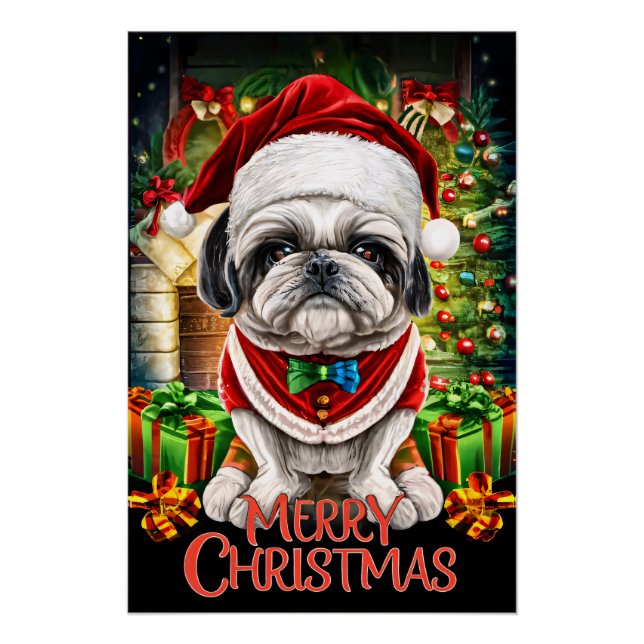 Póster Christmas with Shih-Tzu (Anverso)
