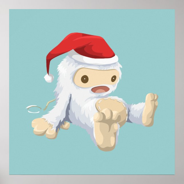Póster Christmas Yeti Doll Wearing a Santa Hat (Frente)