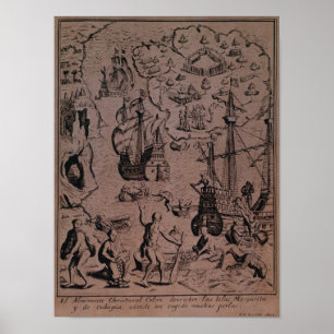 Póster Christopher Colombus descubriendo las islas