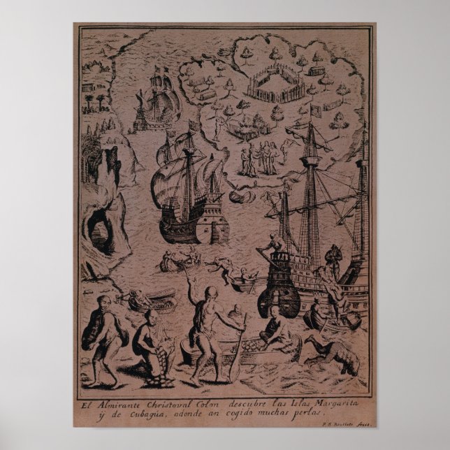 Póster Christopher Colombus descubriendo las islas (Frente)