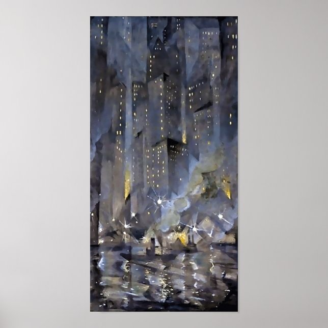 Póster Christopher Nevinson - Nueva York de Noche 1920 (Frente)