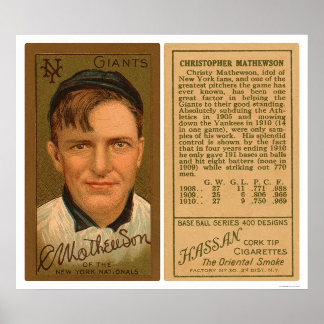Póster Christy Mathewson Baseball 1911 (Frente)