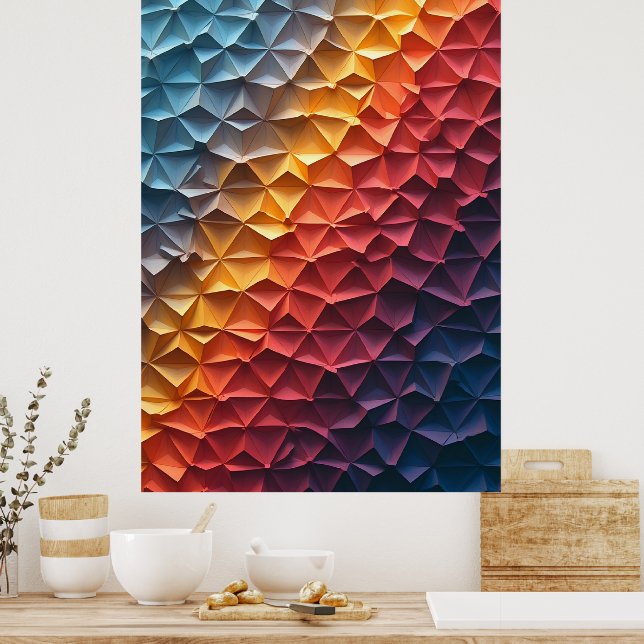 Póster Chroma Fold: Geometric Prism Gradient Abstract Art (Cocina)