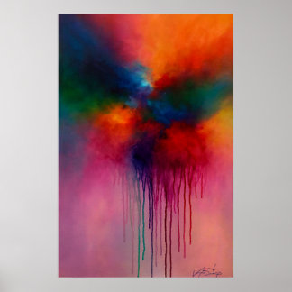 Póster Chromatic Cascade - Abstract Drip Painting