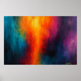 Póster Chromatic Surge - Fiery Orange Meets Midnight Blue