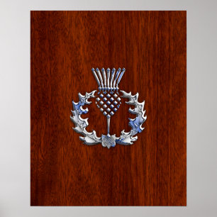 Póster Chrome Like Thistle sobre el estilo de madera de c