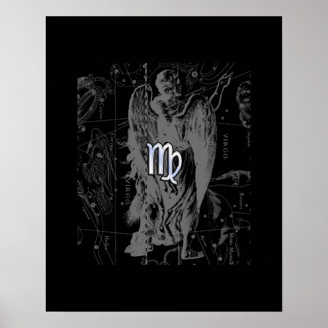 Póster Chrome mira el Rótulo Virgo Zodiac en Hevelius (Frente)