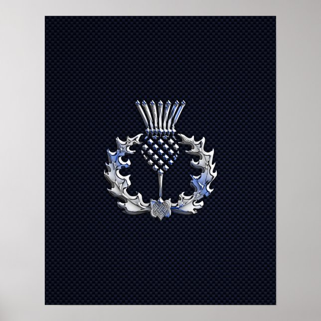 Póster Chrome on Carbon Fiber Print Scottish Thistle (Frente)