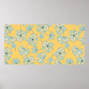 Póster Chrysanthemum Flowers vintage Pat sin foco