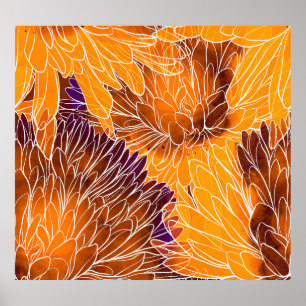 Póster Chrysanthemum japonés: Patrulla acuarela sin mar