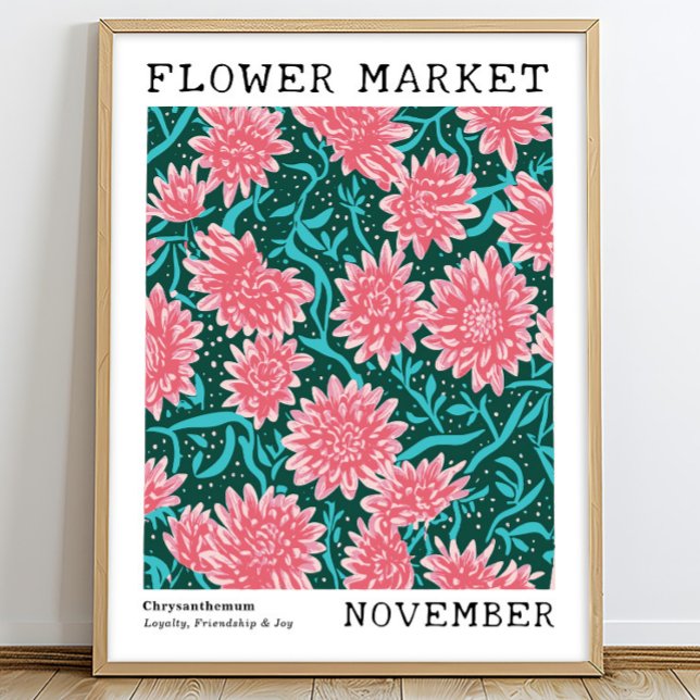 Póster Chrysanthemum rosa Noviembre Mercado de flores de  (Subido por el creador)