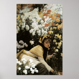 Póster Chrysanthemums by James Tissot Fine Art Print