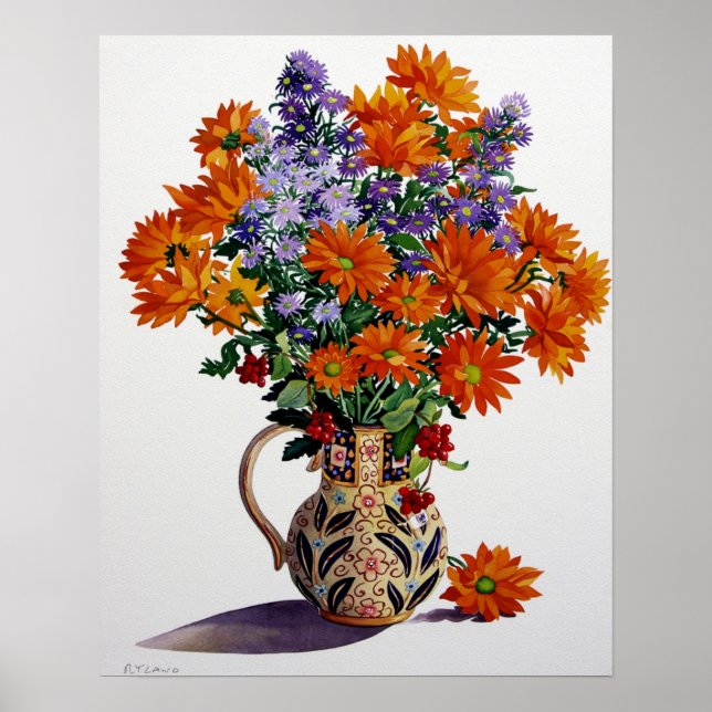 Póster Chrysanthemums naranja (Frente)