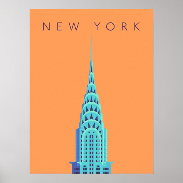 Póster Chrysler Building New York Art Deco - Naranja de t (Frente)