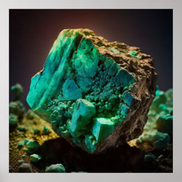 Póster Chrysoprase Macro, Gemstone verde vibrante