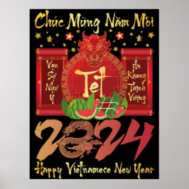 Póster Chuc Mung Nam Moi Feliz Año Nuevo Vietnamita 2024