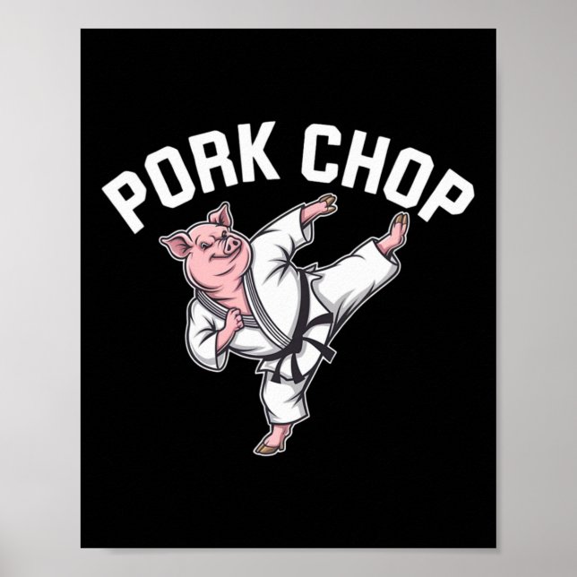 Póster Chuleta de Cerdo - Chiste de Karate de Cerdo Diver (Frente)
