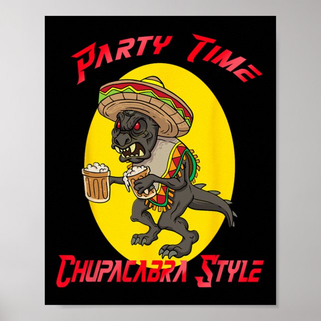 Póster Chupacabra Fiesta Time Cinco De Mayo (Frente)