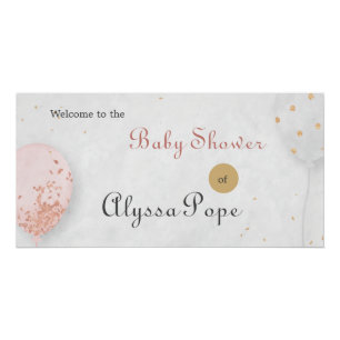 Póster Chupete de globo rosa para baby shower