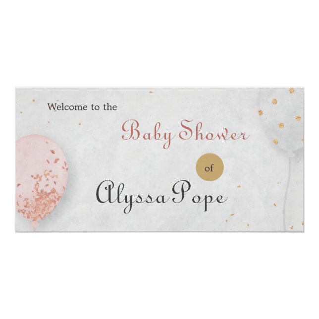 Póster Chupete de globo rosa para baby shower (Anverso)