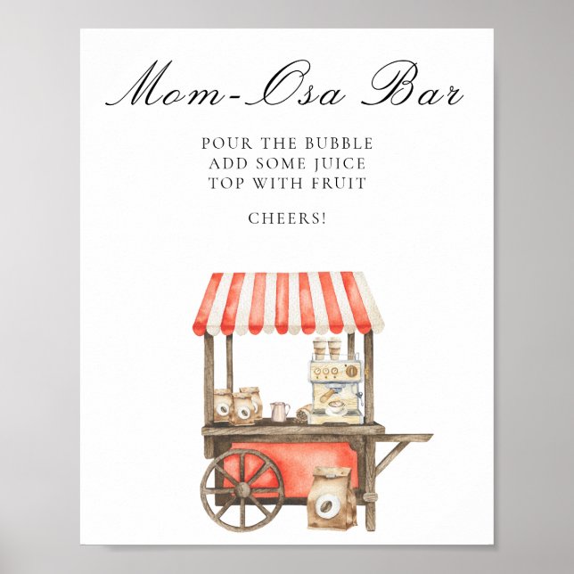 Póster Chupito de café para baby shower - Bar de mimosa (Frente)