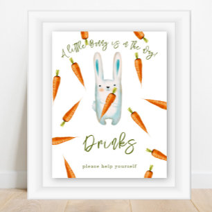 Póster Chupitos para baby shower de conejito adorable en