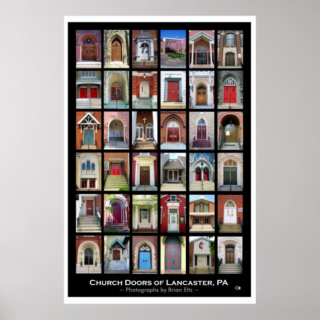 Póster "Church Doors of Lancaster, PA" Poster (Frente)