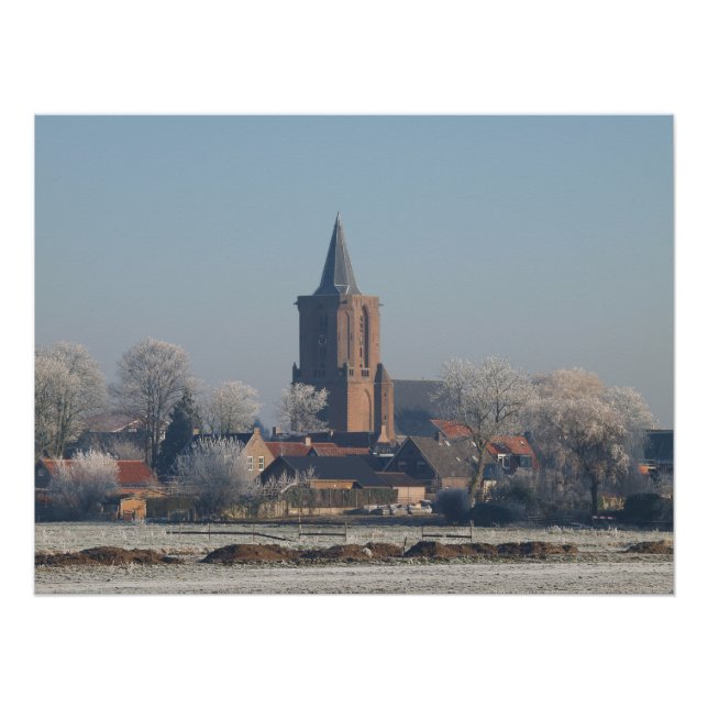 Póster Church Dutch village winter,  (Anverso)