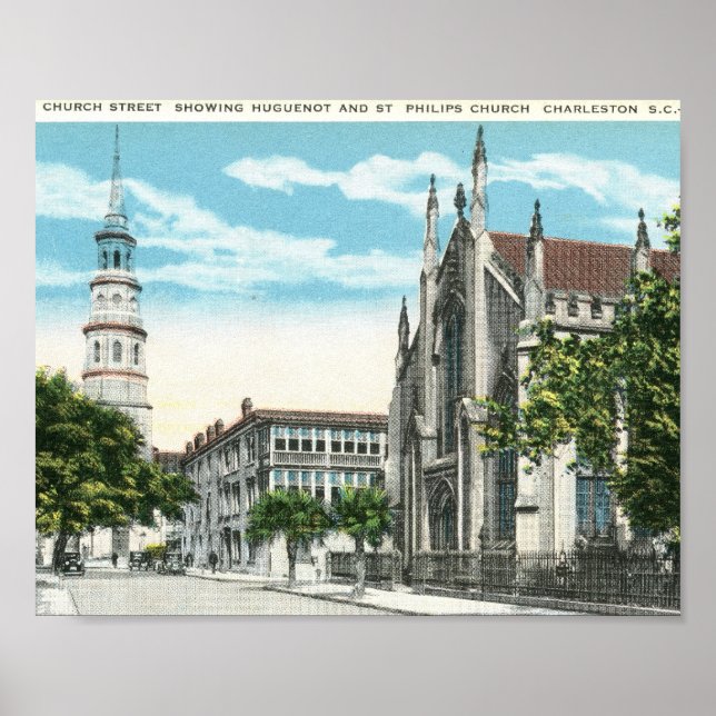 Póster Church St., Charleston, Carolina del Sur (Frente)