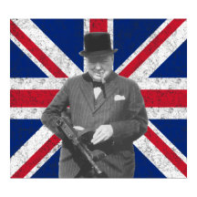 Churchill Posando Con Un Gun Tommy